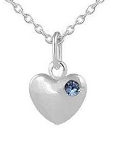 teensy catchy silver heart baby December birthstone necklace